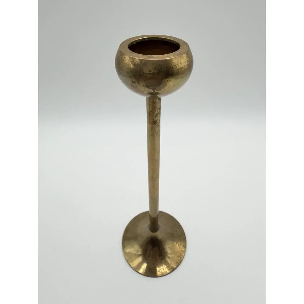 Brass Tulip Cup Graduated Taper Candle Holders Mid Century Modern MCM Set of 5